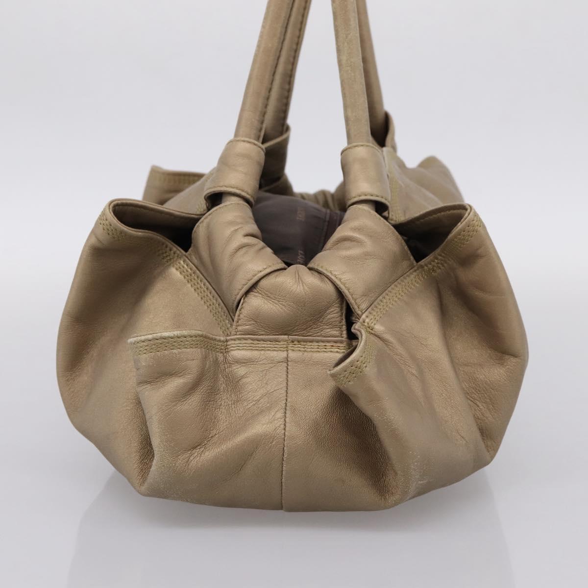 LOEWE Nappa Aire Anagram Hand Bag Leather Gold Auth 204401