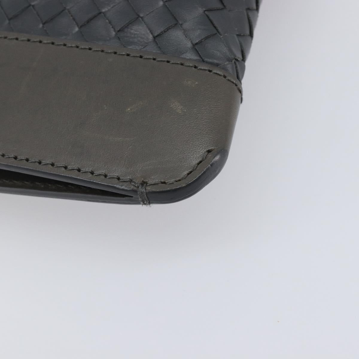 BOTTEGA VENETA INTRECCIATO Clutch Bag Leather Gray Auth 204402