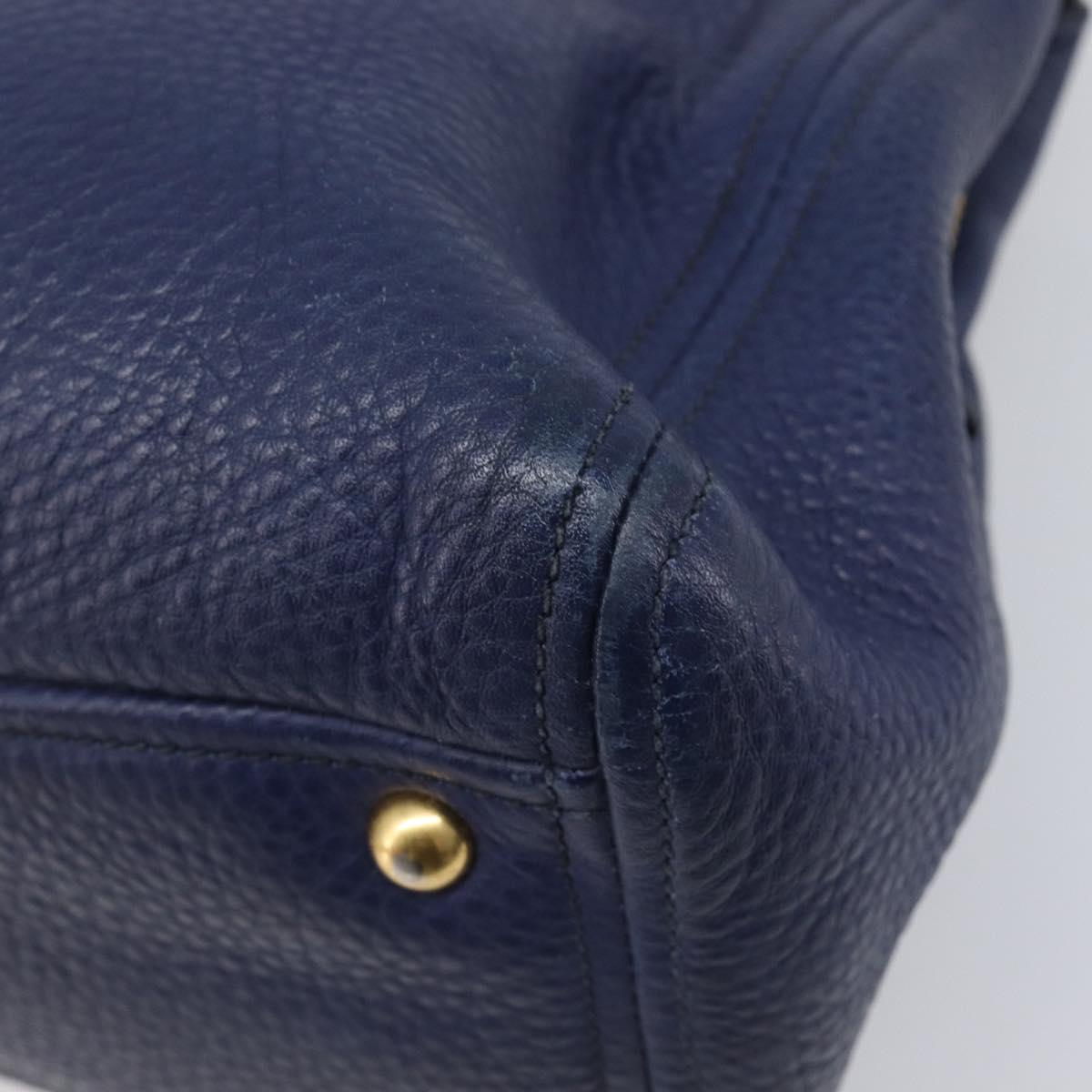Miu Miu Hand Bag Vittero Dino Leather Blue Gold Auth 204405