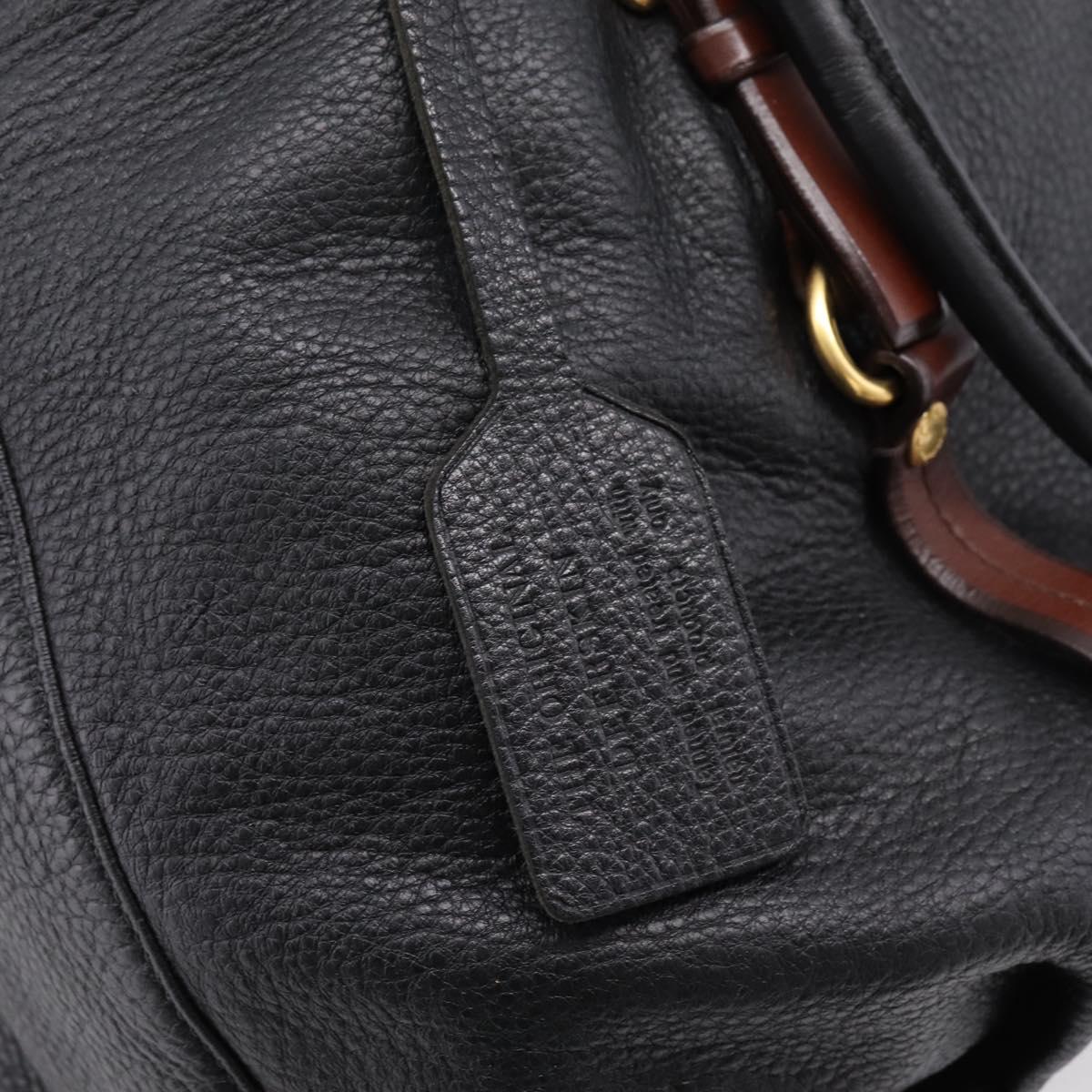 PRADA Tote Bag Vittero Dino Leather Black Gold Auth 204406