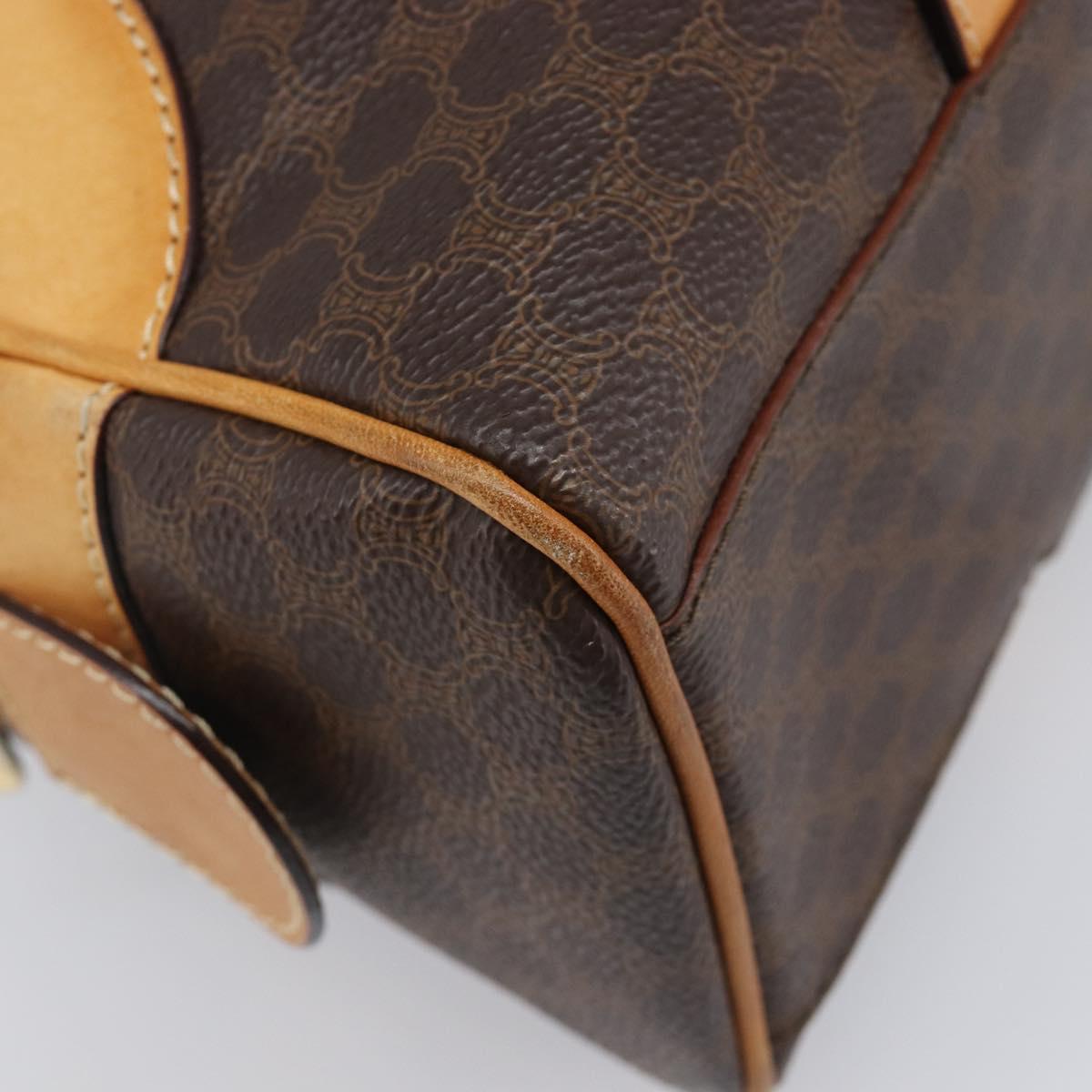 CELINE Macadam Canvas Tote Bag PVC Leather Brown Gold Auth 204407A