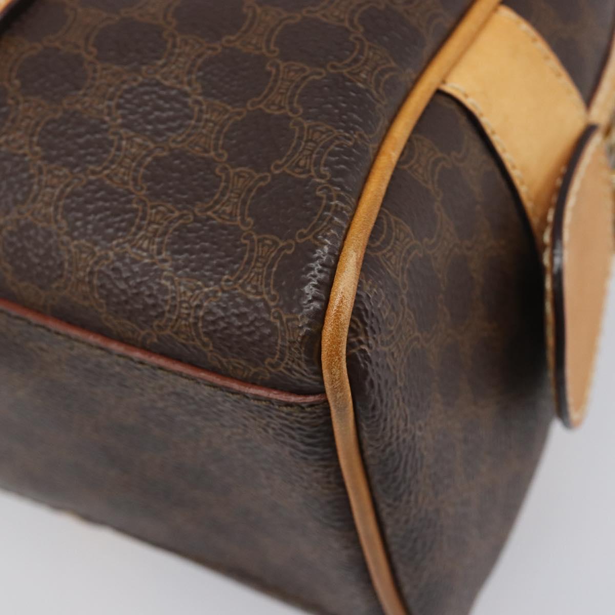 CELINE Macadam Canvas Tote Bag PVC Leather Brown Gold Auth 204407A