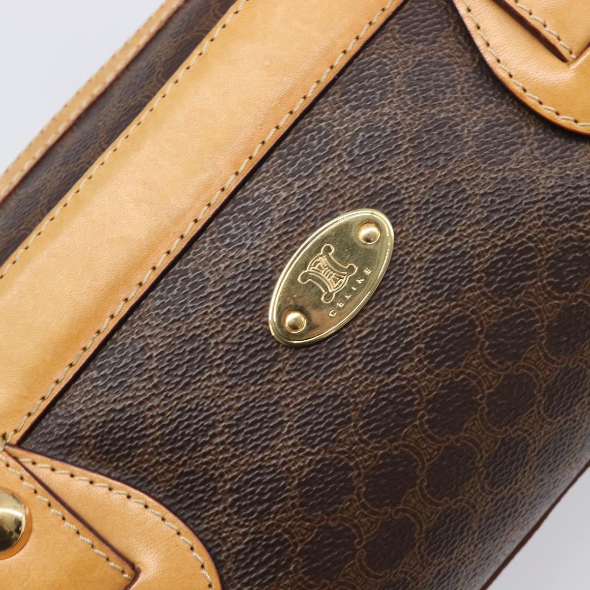CELINE Macadam Canvas Tote Bag PVC Leather Brown Gold Auth 204407A