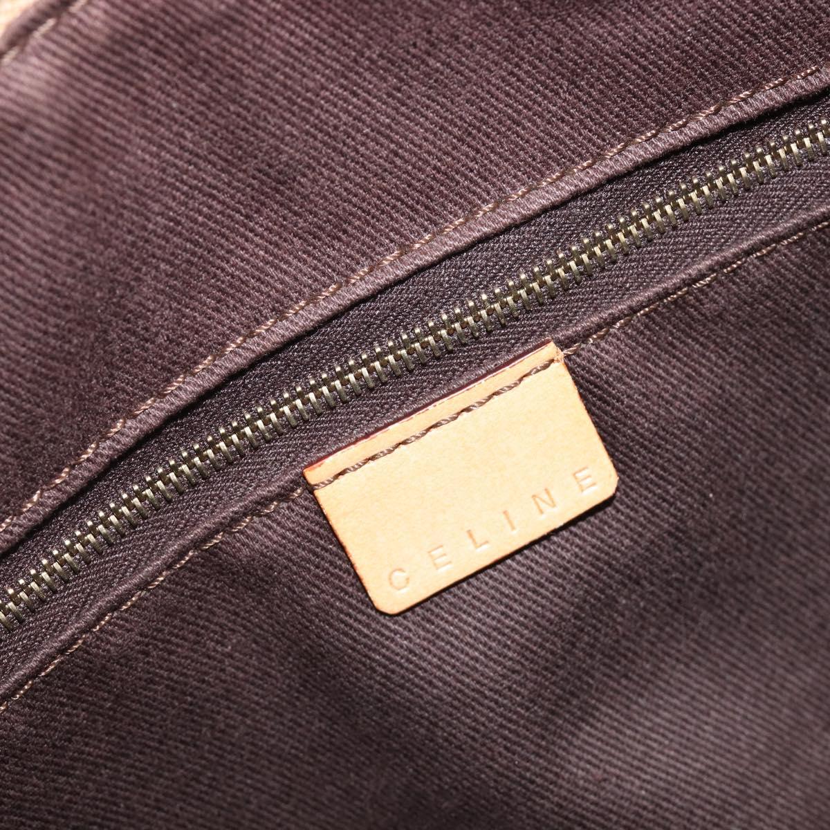 CELINE Macadam Canvas Tote Bag PVC Leather Brown Gold Auth 204407A