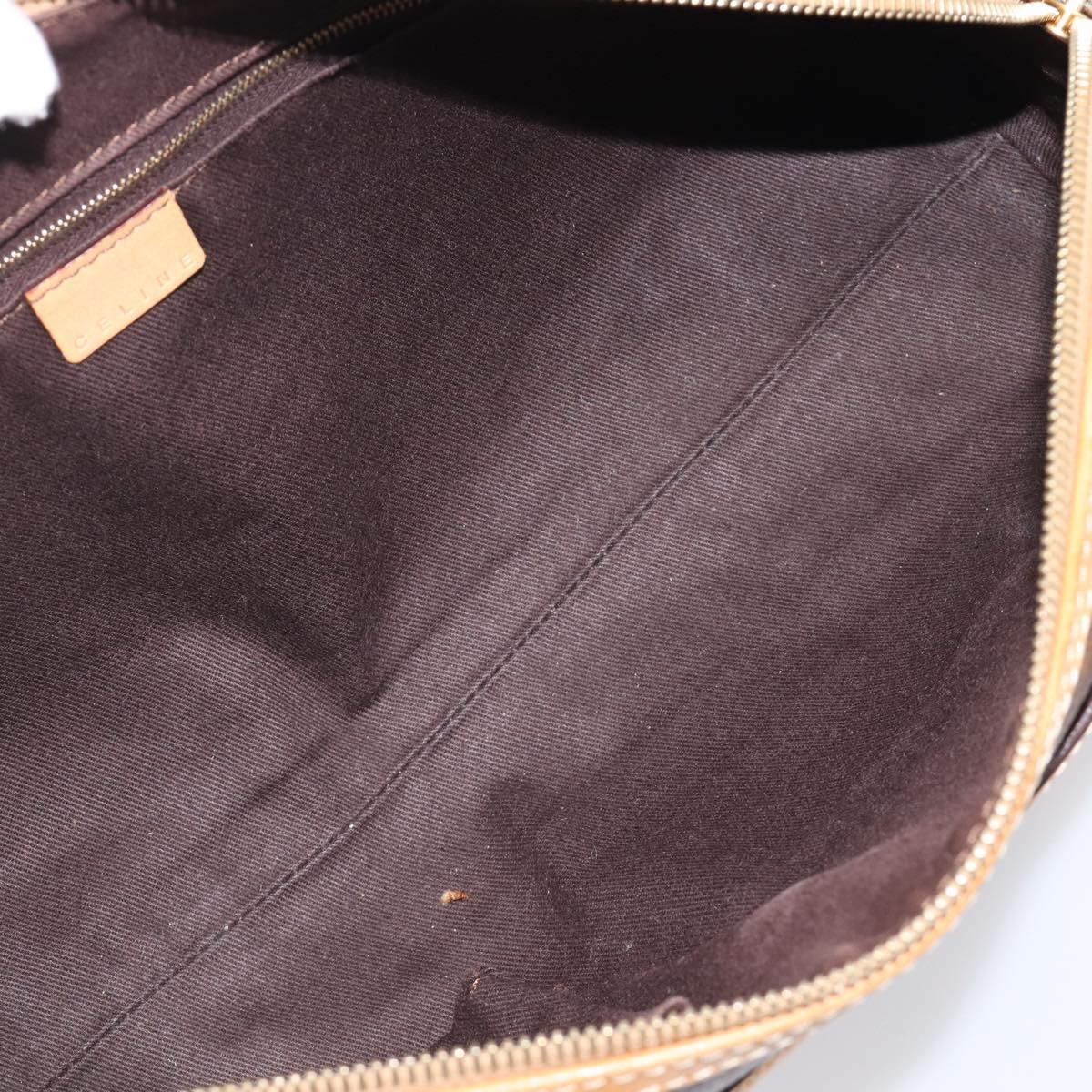 CELINE Macadam Canvas Tote Bag PVC Leather Brown Gold Auth 204407A
