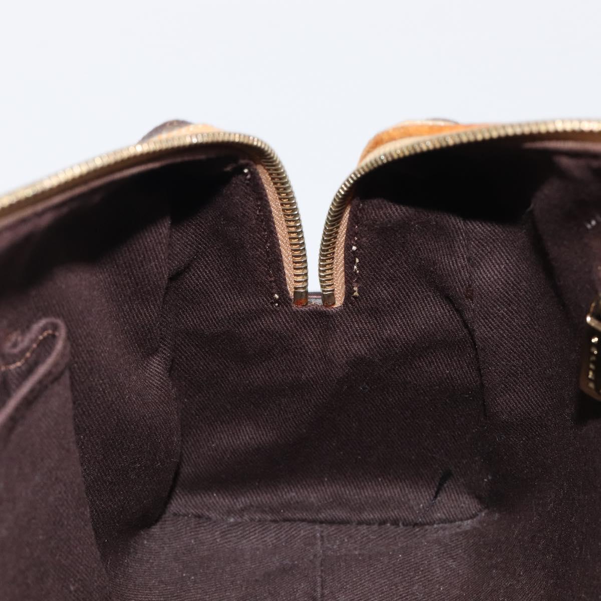 CELINE Macadam Canvas Tote Bag PVC Leather Brown Gold Auth 204407A
