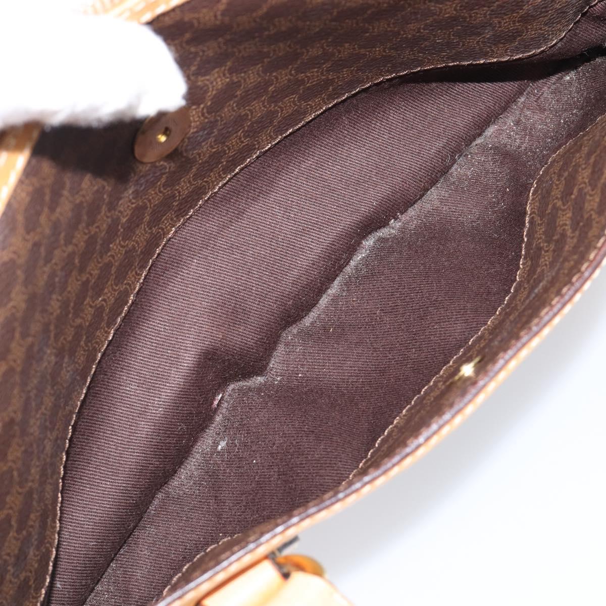 CELINE Macadam Canvas Tote Bag PVC Leather Brown Gold Auth 204407A