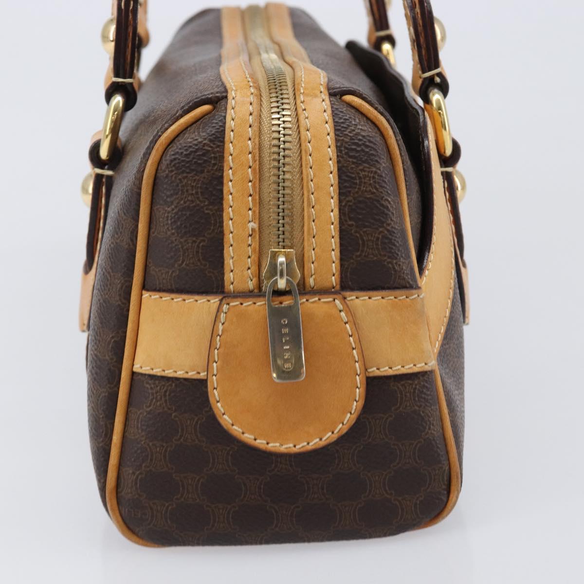 CELINE Macadam Canvas Tote Bag PVC Leather Brown Gold Auth 204407A
