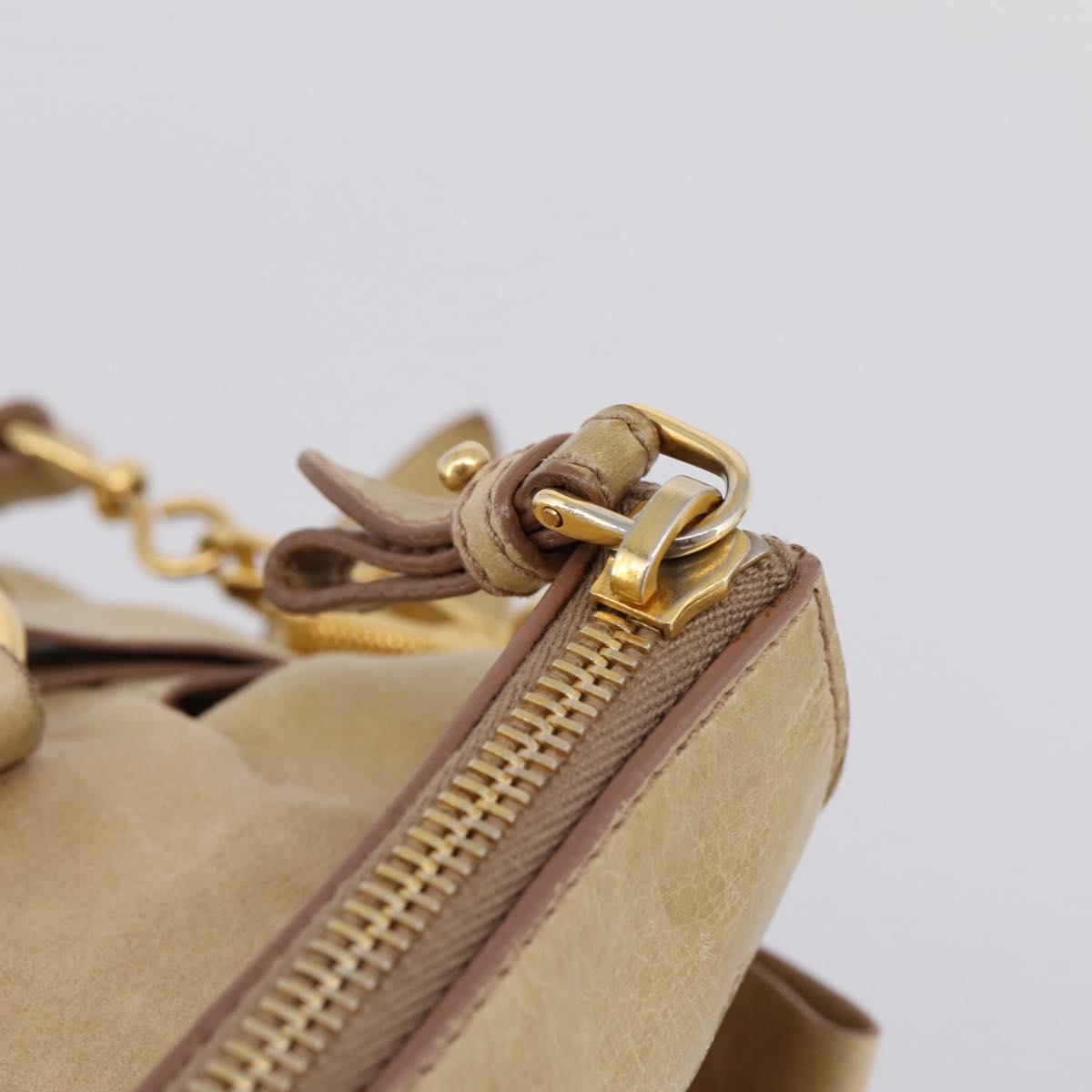 Miu Miu Hand Bag Vitellolux 2way Beige Gold Auth 204412V