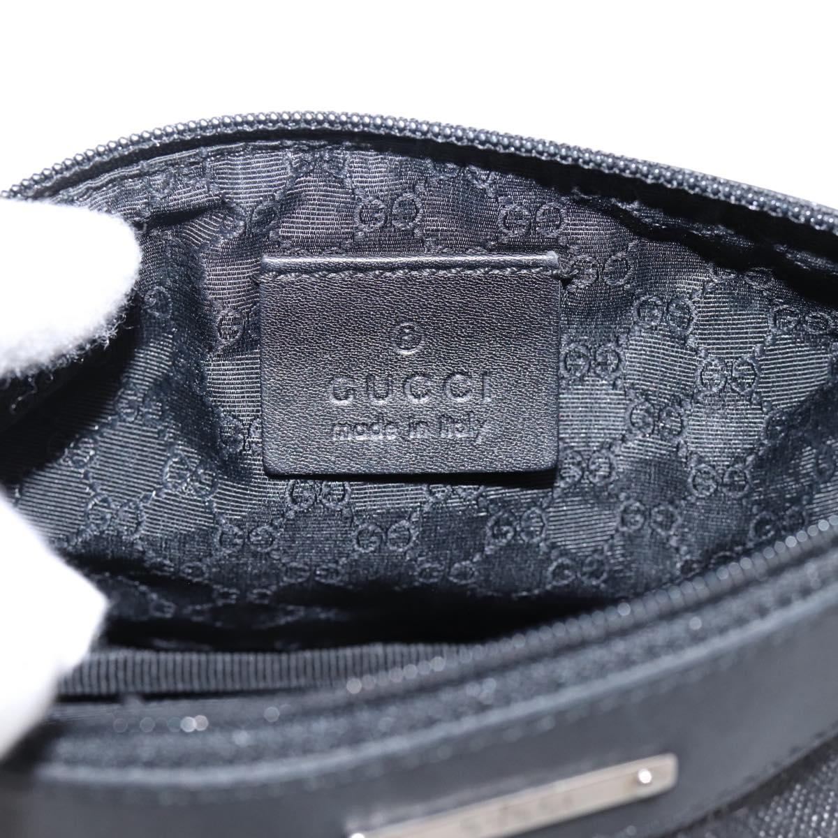 GUCCI Web Sherry Line Accessory Pouch Canvas Black Silver 92820 Auth 204414