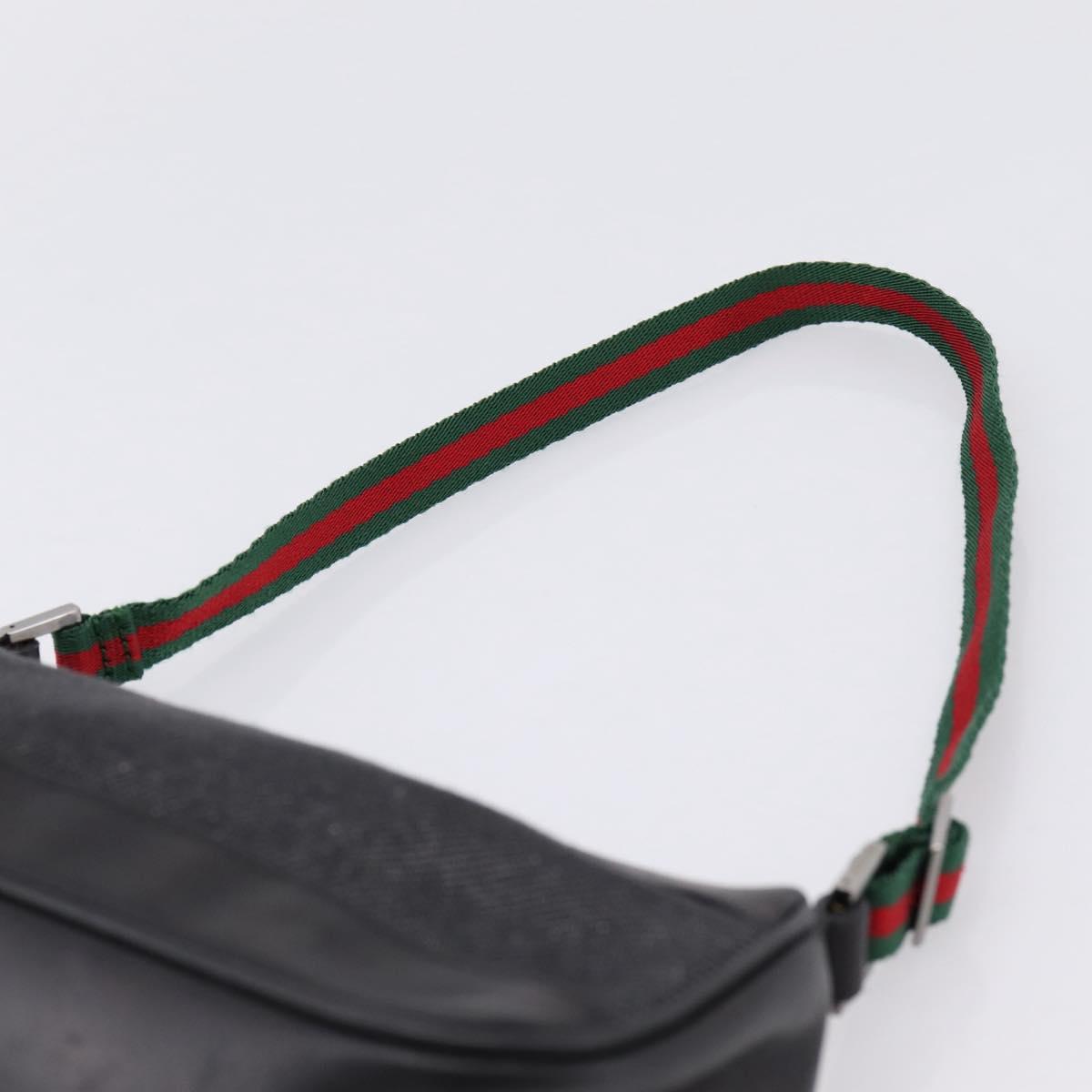 GUCCI Web Sherry Line Accessory Pouch Canvas Black Silver 92820 Auth 204414