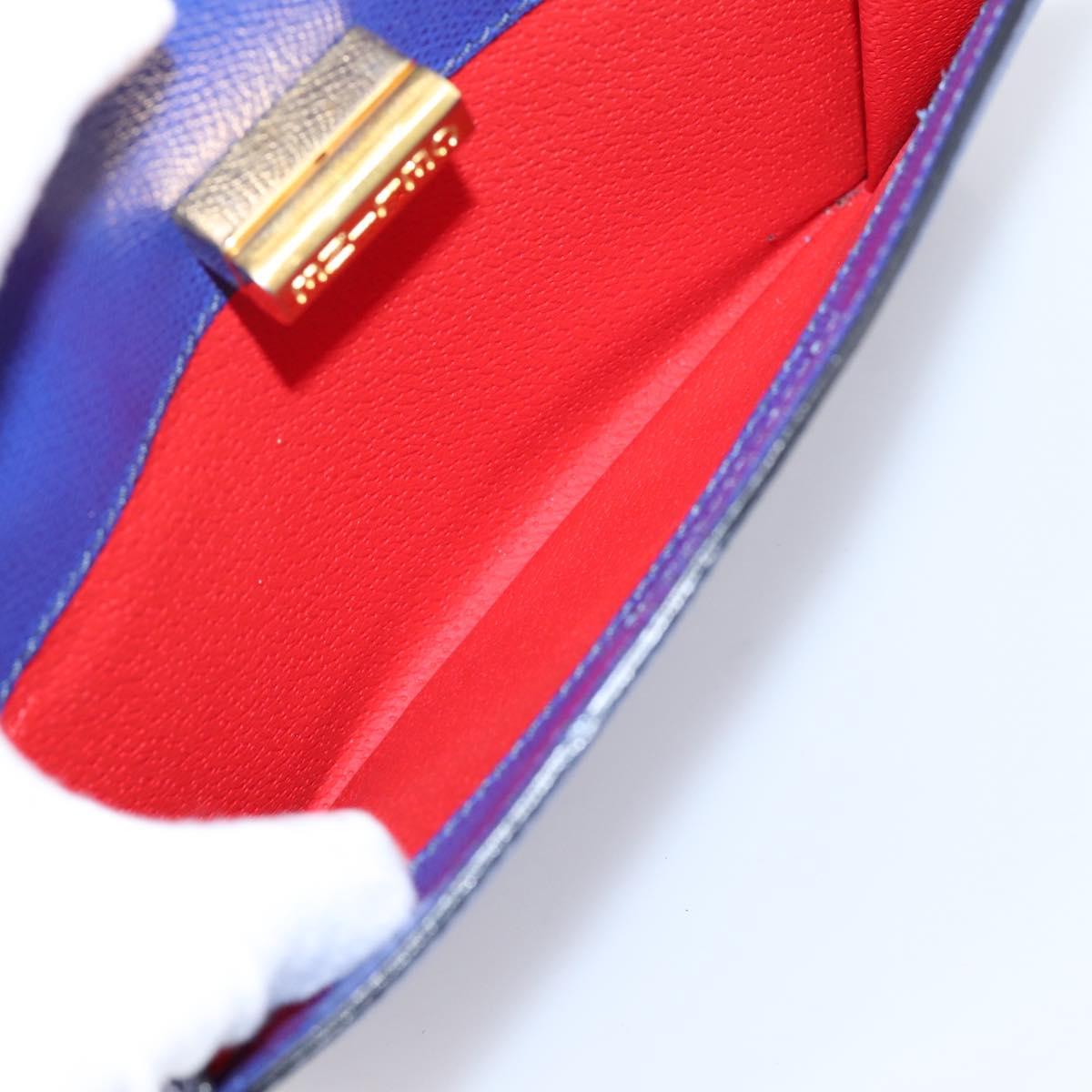 CELINE Hand Bag Leather Blue Gold Auth 204415A