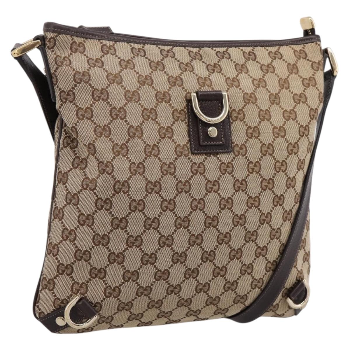 GUCCI GG Canvas Abbey Shoulder Bag Beige Gold 131326 Auth 204420A