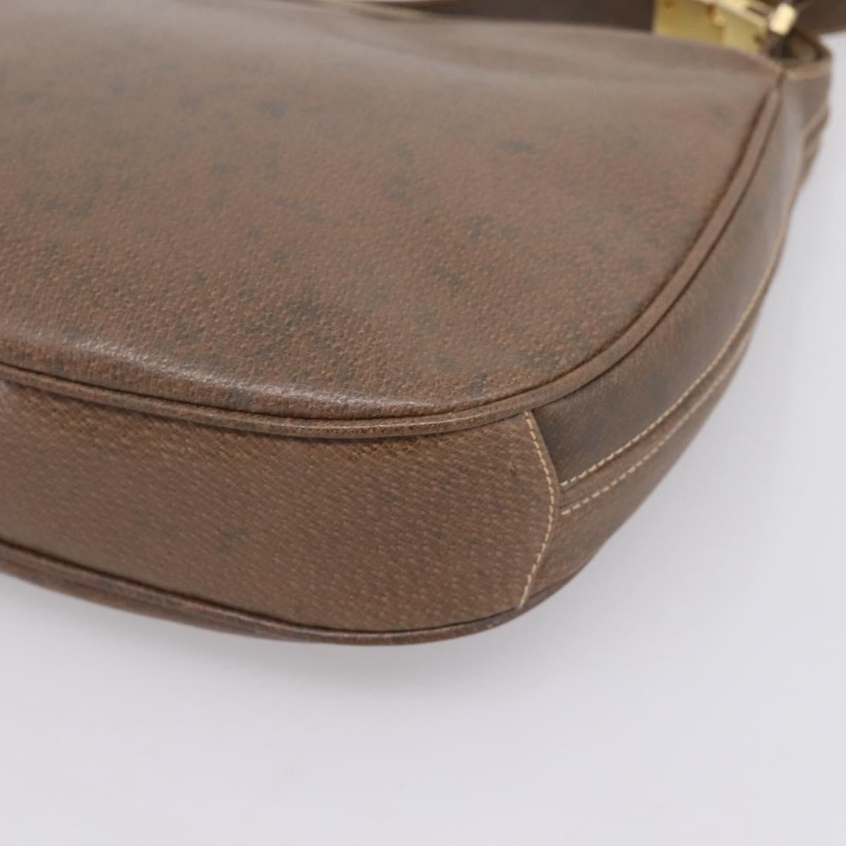 GUCCI Web Sherry Line Shoulder Bag Leather Dark Brown Gold Auth 204421