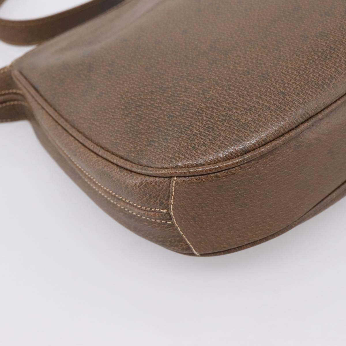 GUCCI Web Sherry Line Shoulder Bag Leather Dark Brown Gold Auth 204421