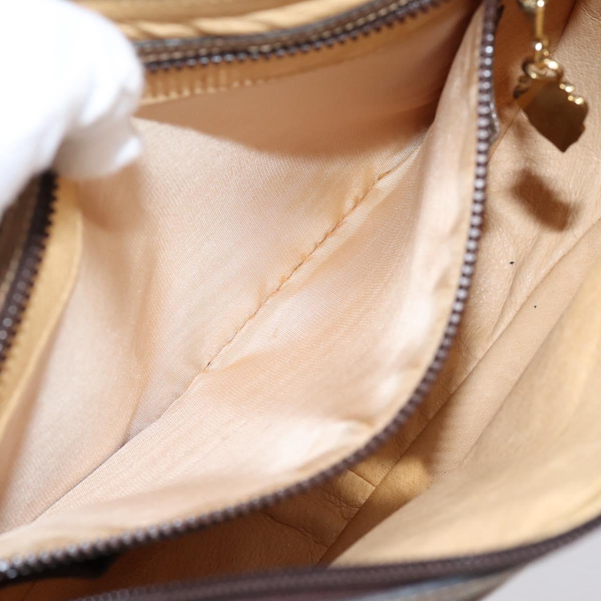 GUCCI Web Sherry Line Shoulder Bag Leather Dark Brown Gold Auth 204421