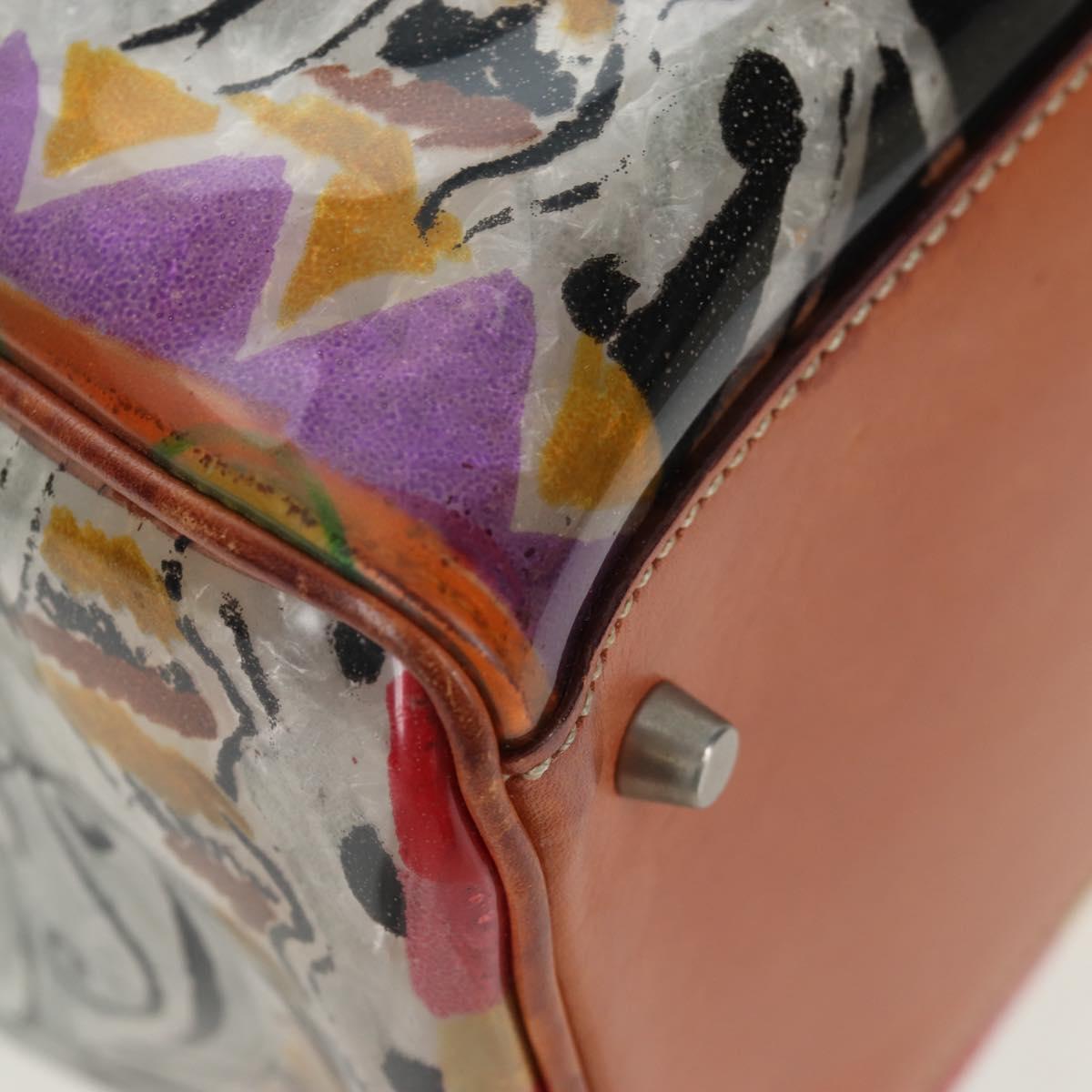 PRADA Tote Bag Vinyl Multicolor Silver Auth 204422A