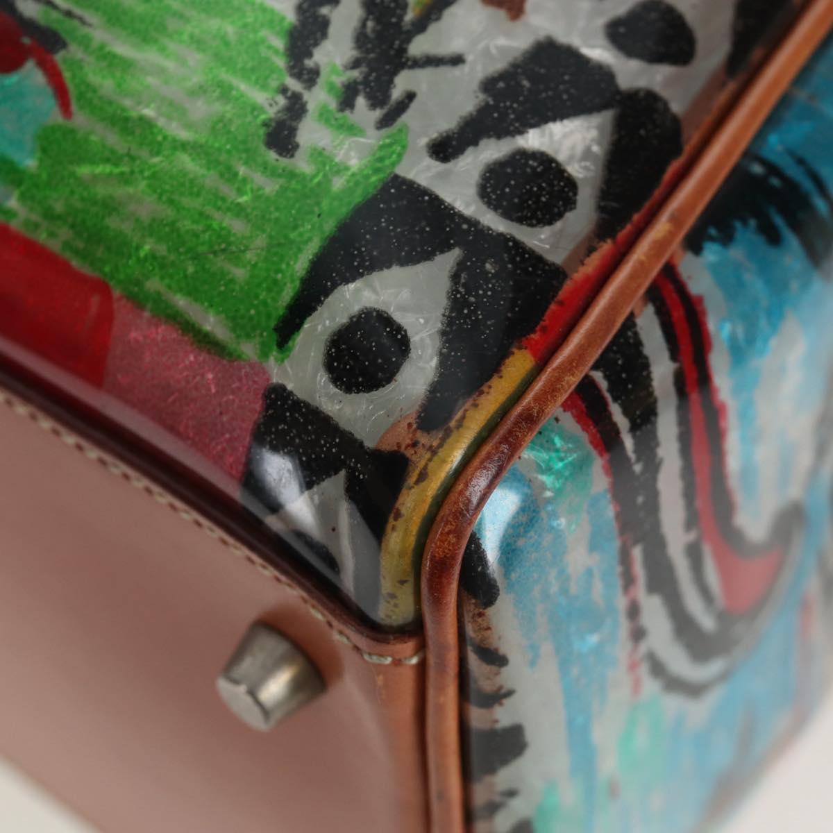 PRADA Tote Bag Vinyl Multicolor Silver Auth 204422A