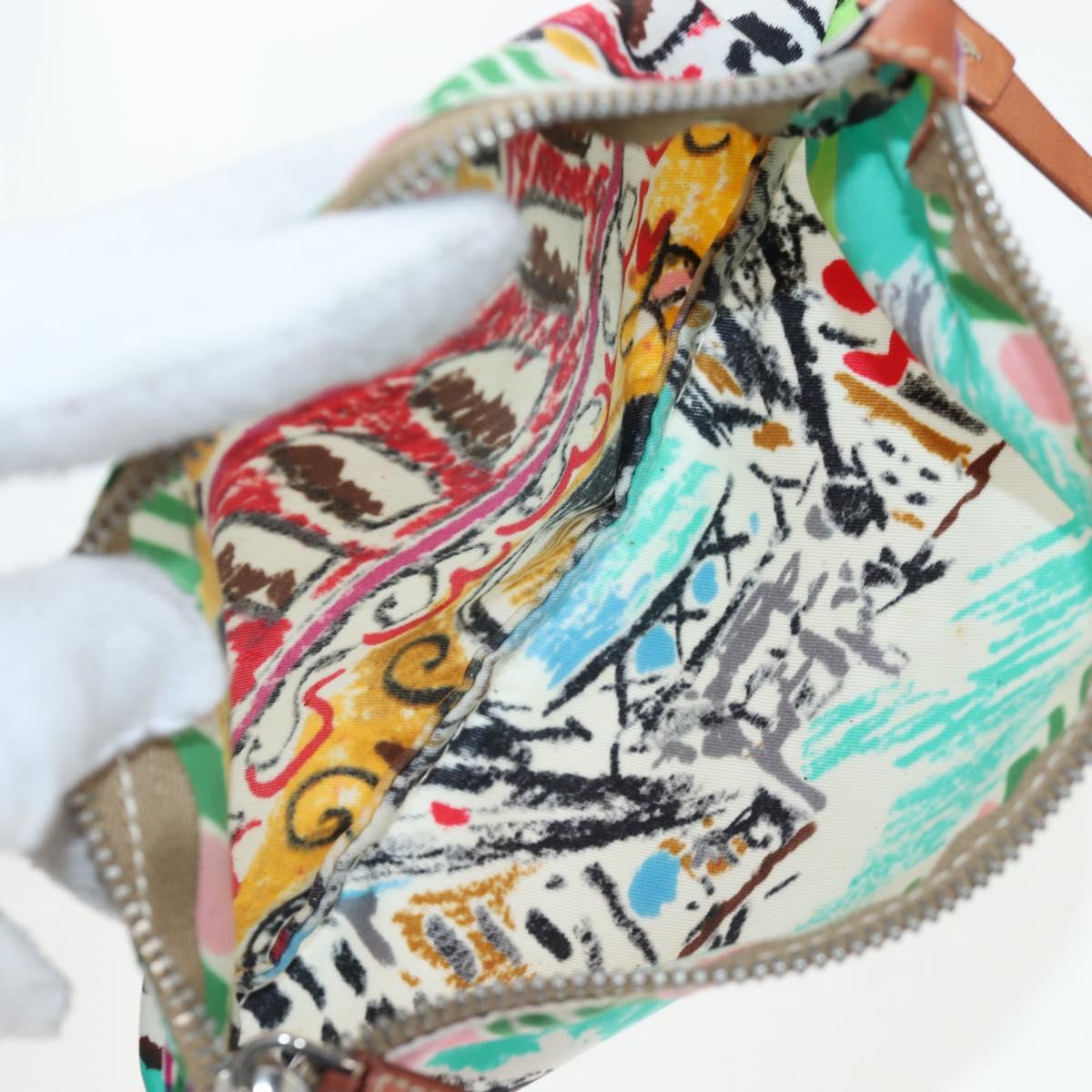 PRADA Tote Bag Vinyl Multicolor Silver Auth 204422A