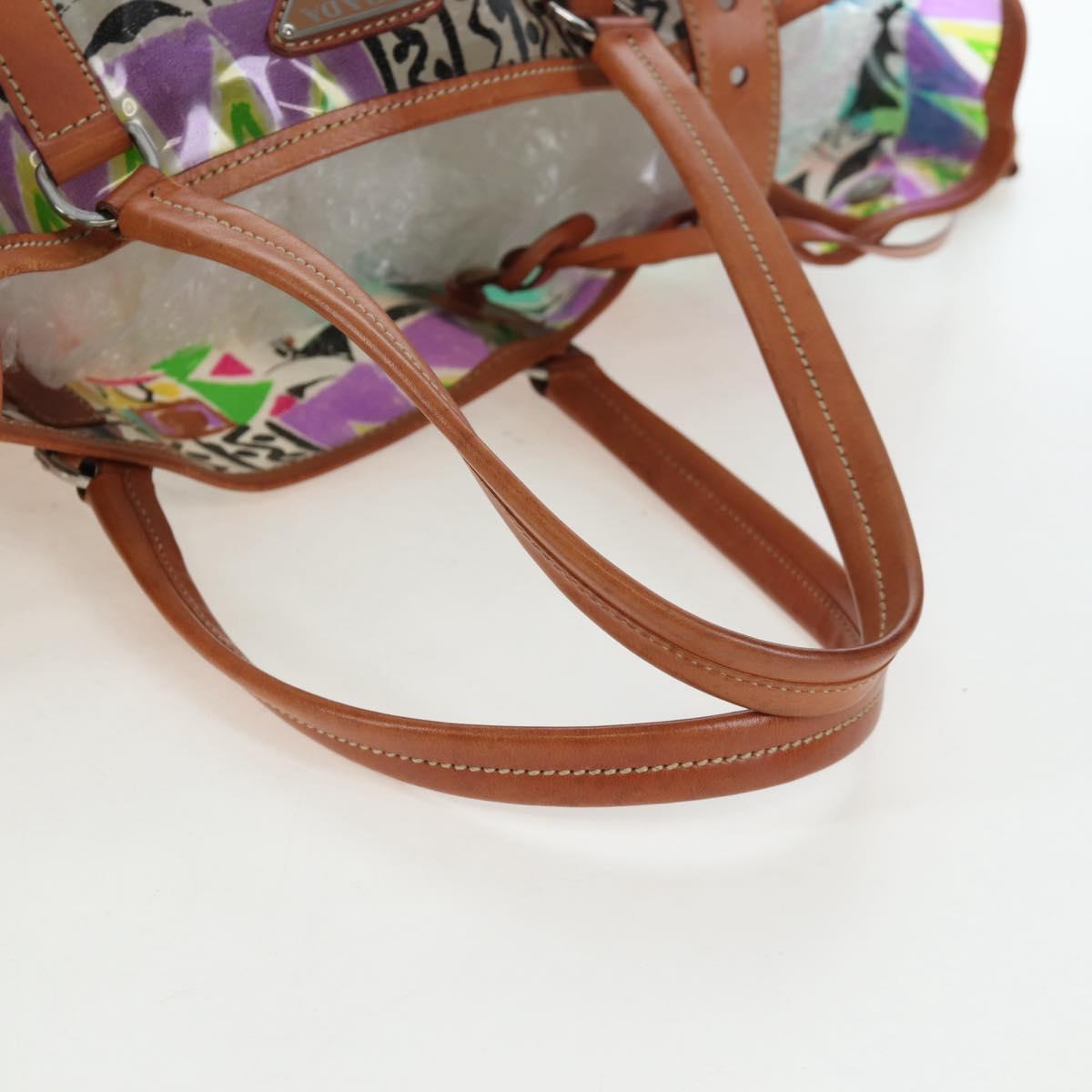 PRADA Tote Bag Vinyl Multicolor Silver Auth 204422A