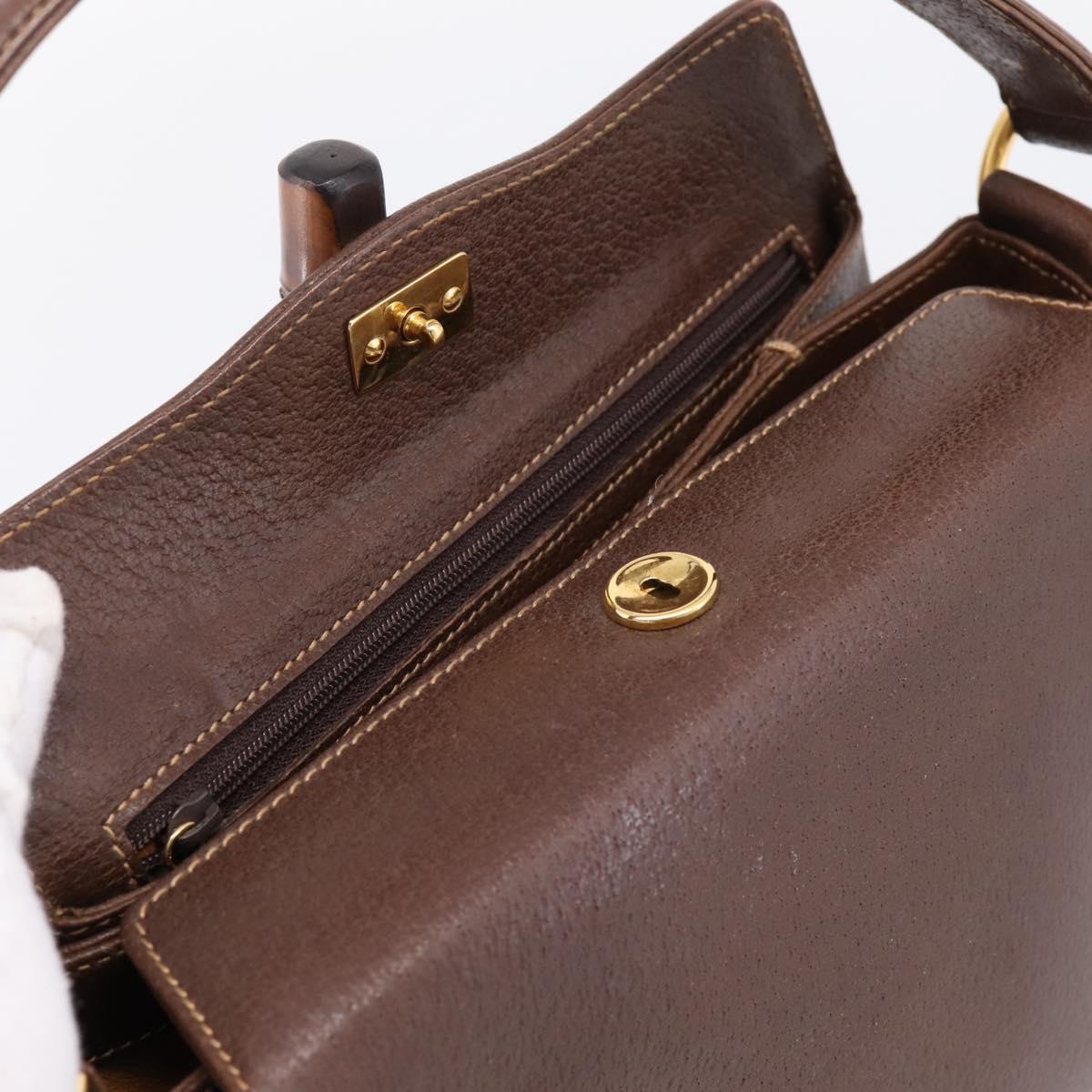 GUCCI Bamboo Hand Bag Leather Brown Gold 000 33 0175 Auth 204425