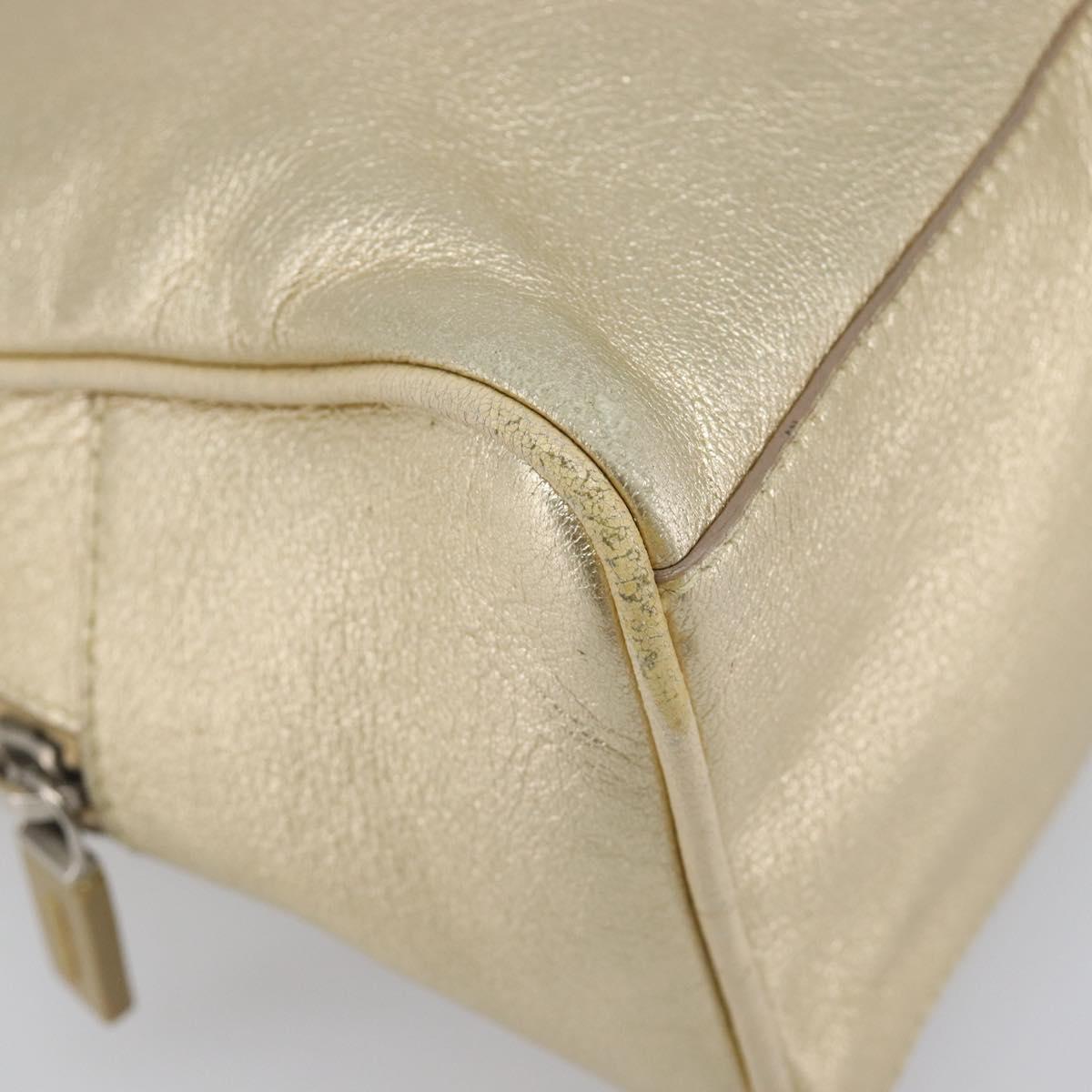 Miu Miu Hand Bag Leather Gold Auth 204426