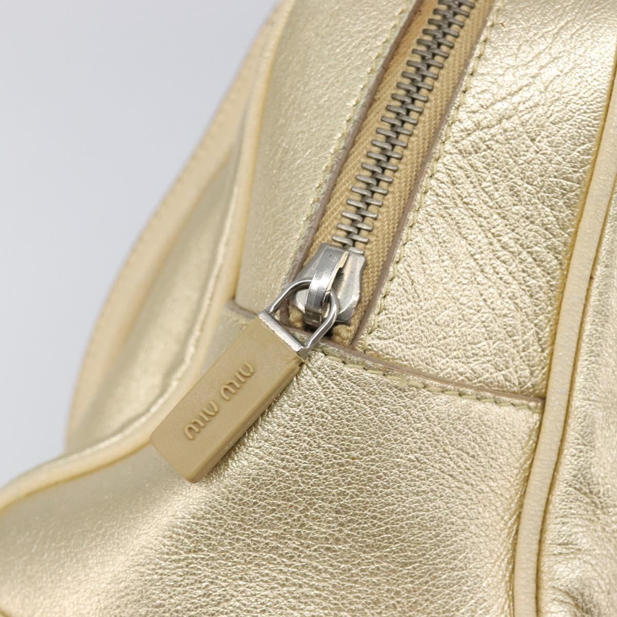 Miu Miu Hand Bag Leather Gold Auth 204426