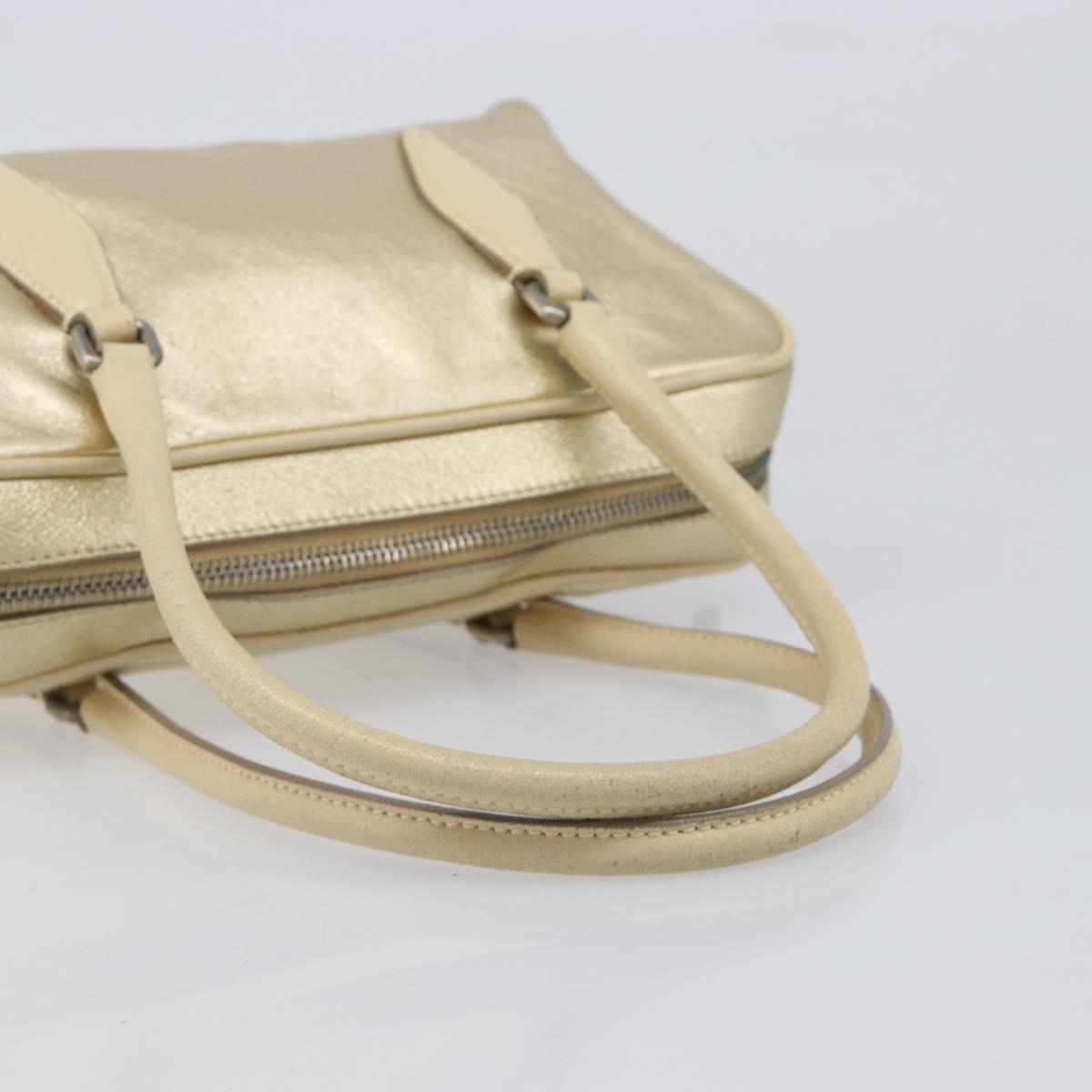 Miu Miu Hand Bag Leather Gold Auth 204426