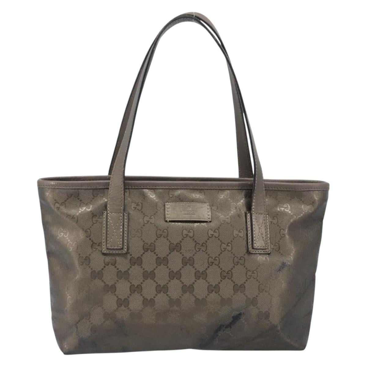 GUCCI GG Implementation Hand Bag PVC Gold Silver 211138 Auth 204428