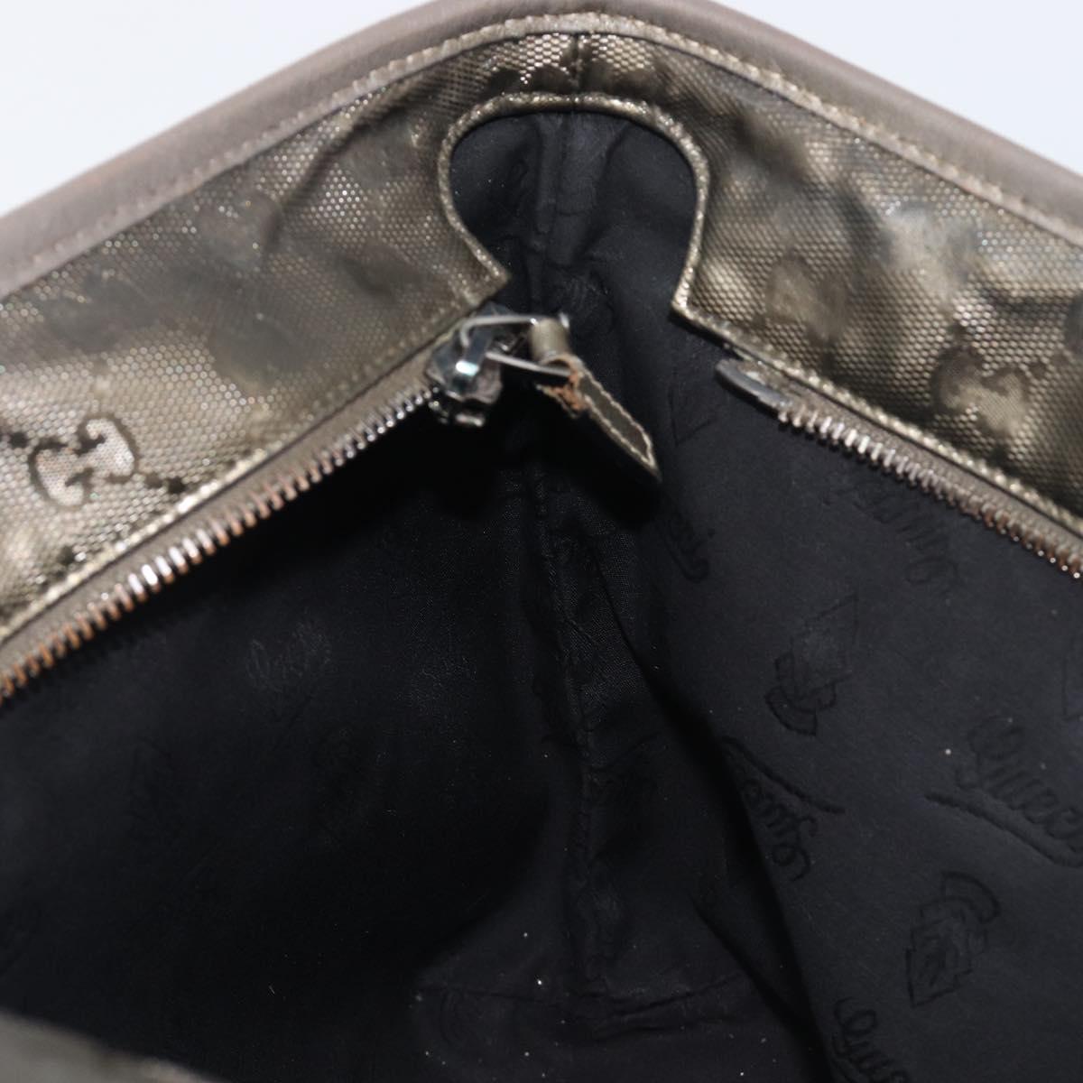 GUCCI GG Implementation Hand Bag PVC Gold Silver 211138 Auth 204428