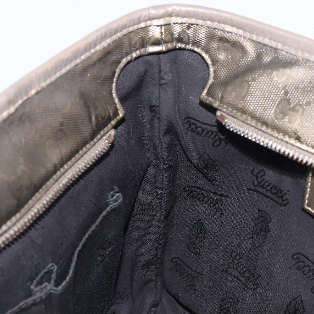GUCCI GG Implementation Hand Bag PVC Gold Silver 211138 Auth 204428
