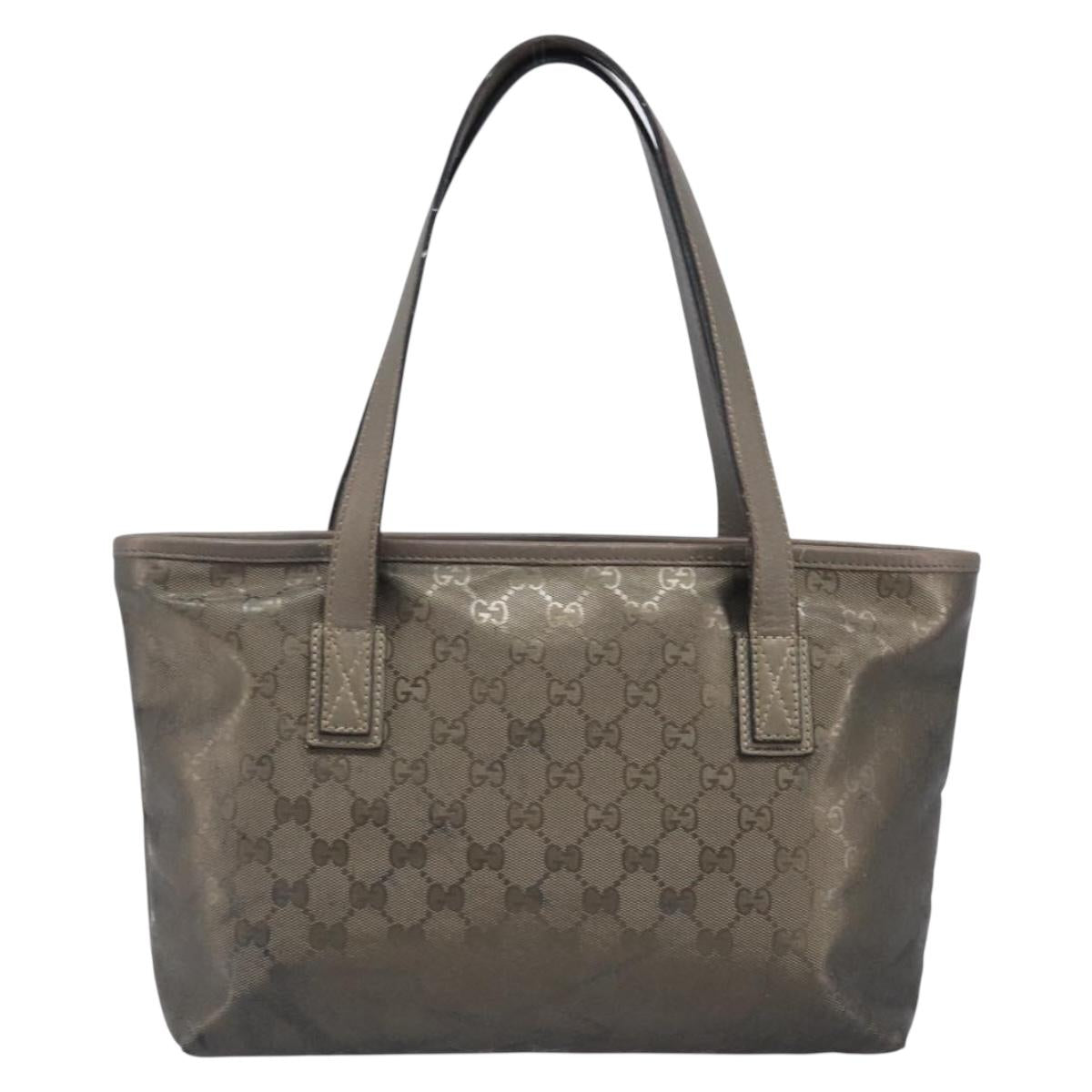 GUCCI GG Implementation Hand Bag PVC Gold Silver 211138 Auth 204428