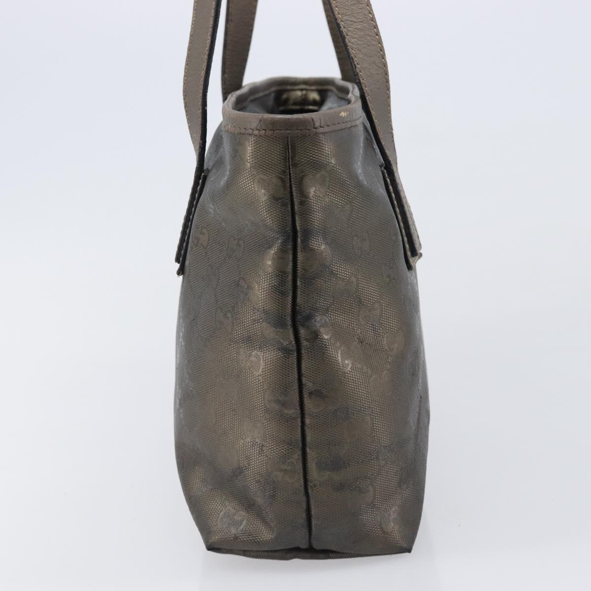 GUCCI GG Implementation Hand Bag PVC Gold Silver 211138 Auth 204428