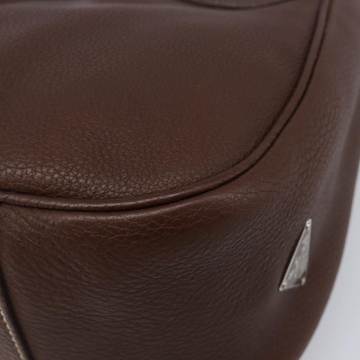 PRADA Tote Bag Vittero Dino Leather Brown Silver Auth 204429V