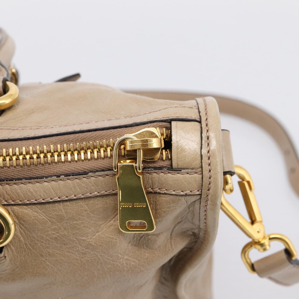 Miu Miu Hand Bag Vitellolux 2way Beige Gold Auth 204430V