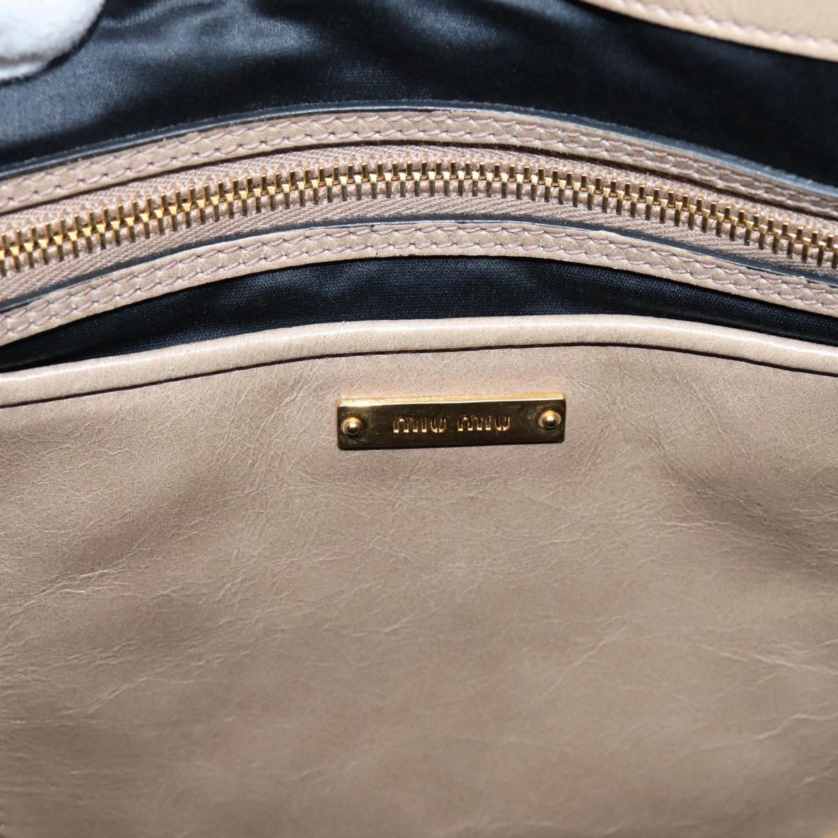Miu Miu Hand Bag Vitellolux 2way Beige Gold Auth 204430V