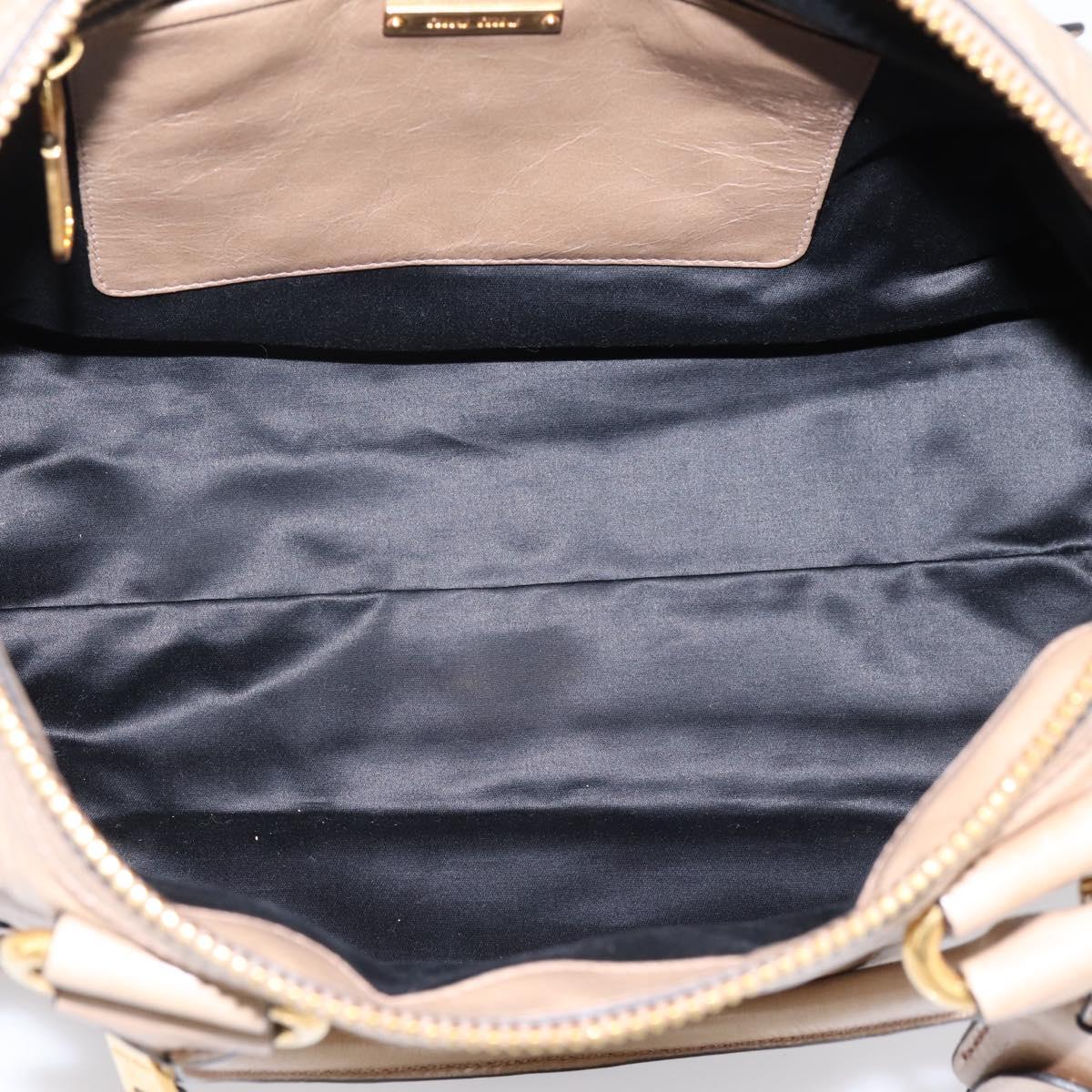 Miu Miu Hand Bag Vitellolux 2way Beige Gold Auth 204430V