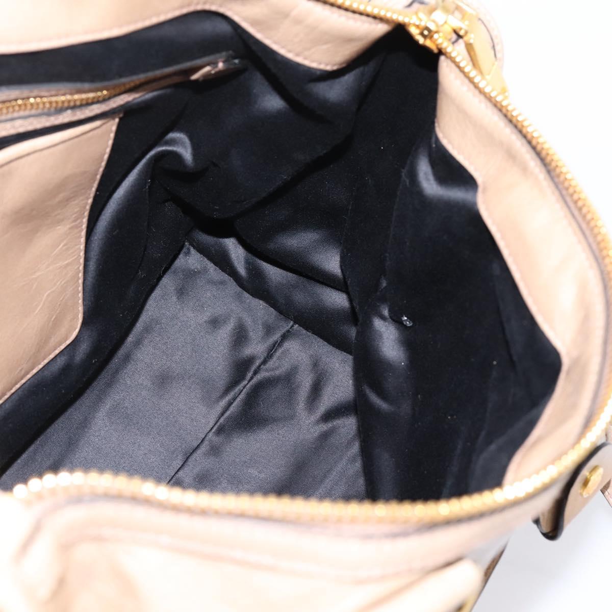Miu Miu Hand Bag Vitellolux 2way Beige Gold Auth 204430V