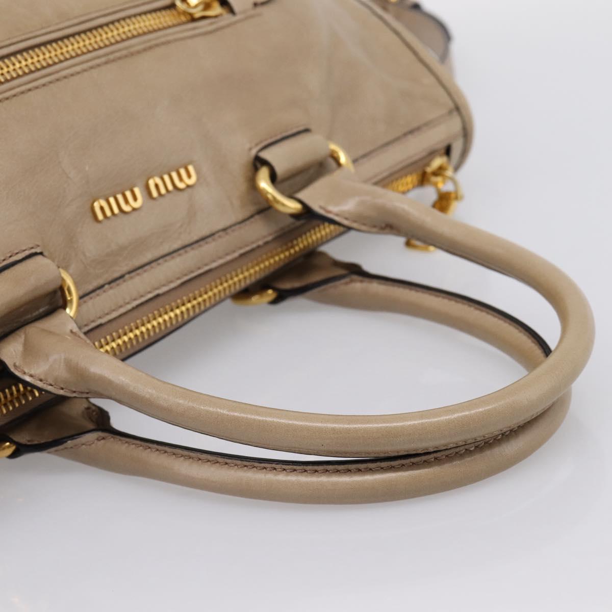 Miu Miu Hand Bag Vitellolux 2way Beige Gold Auth 204430V