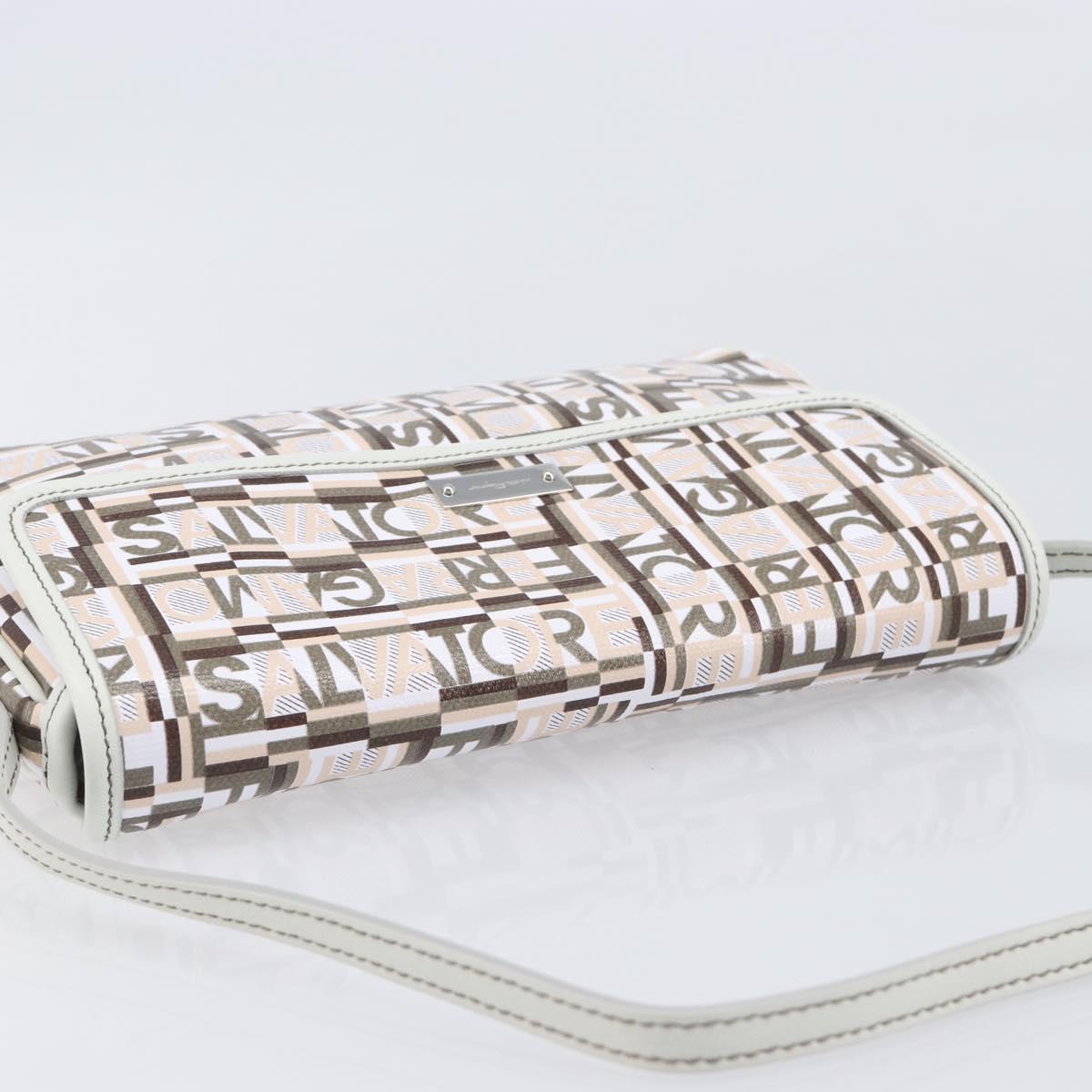 Salvatore Ferragamo Shoulder Bag PVC Canvas Multicolor Silver Auth 204433