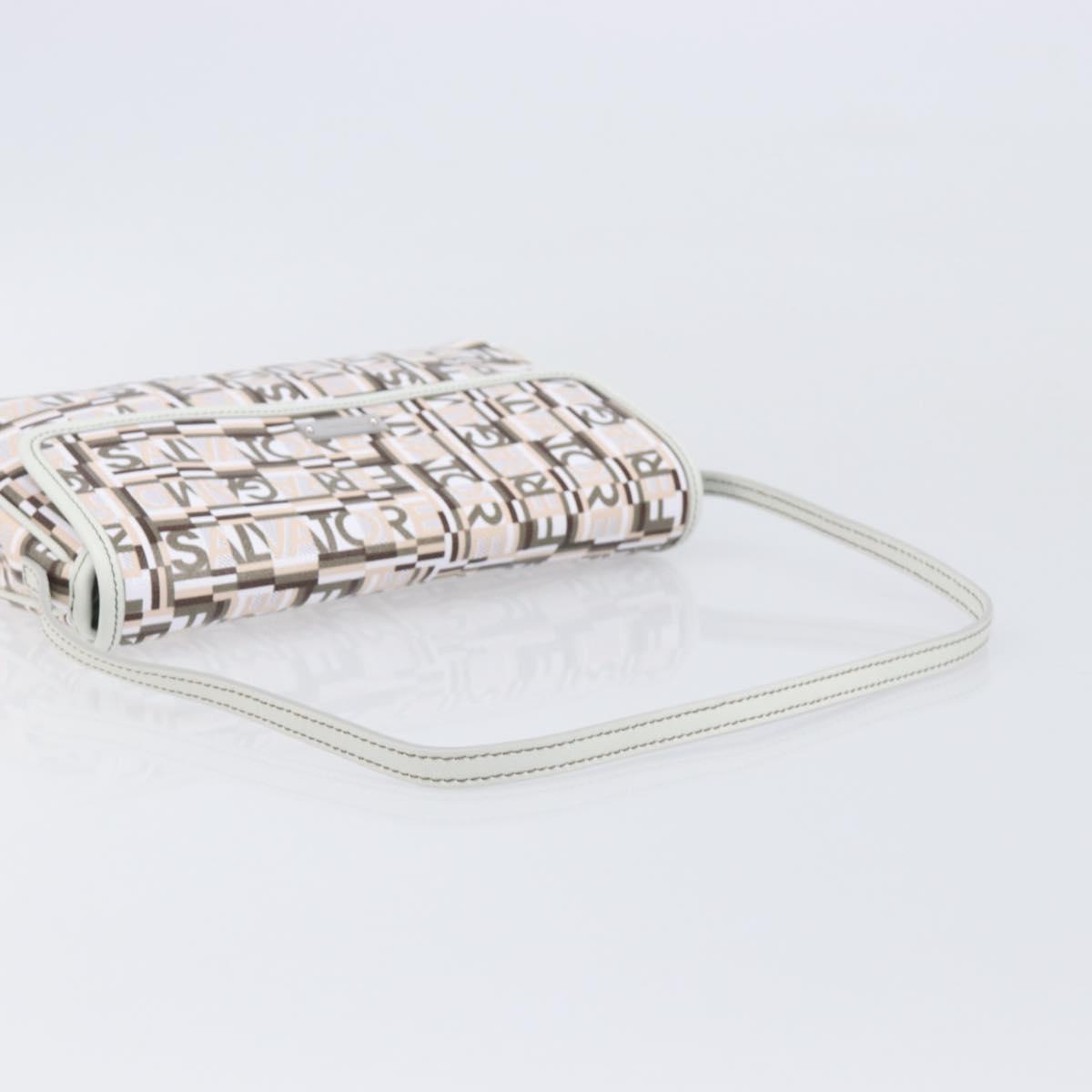 Salvatore Ferragamo Shoulder Bag PVC Canvas Multicolor Silver Auth 204433