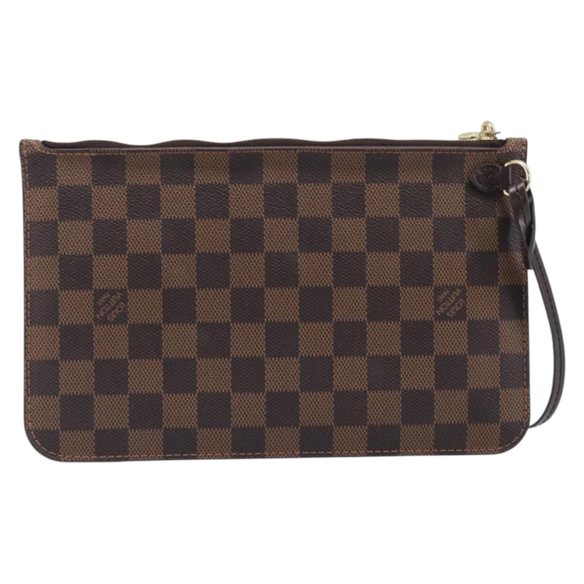 LOUIS VUITTON Damier Ebene Neverfull MM Pouch LV Auth 204437A