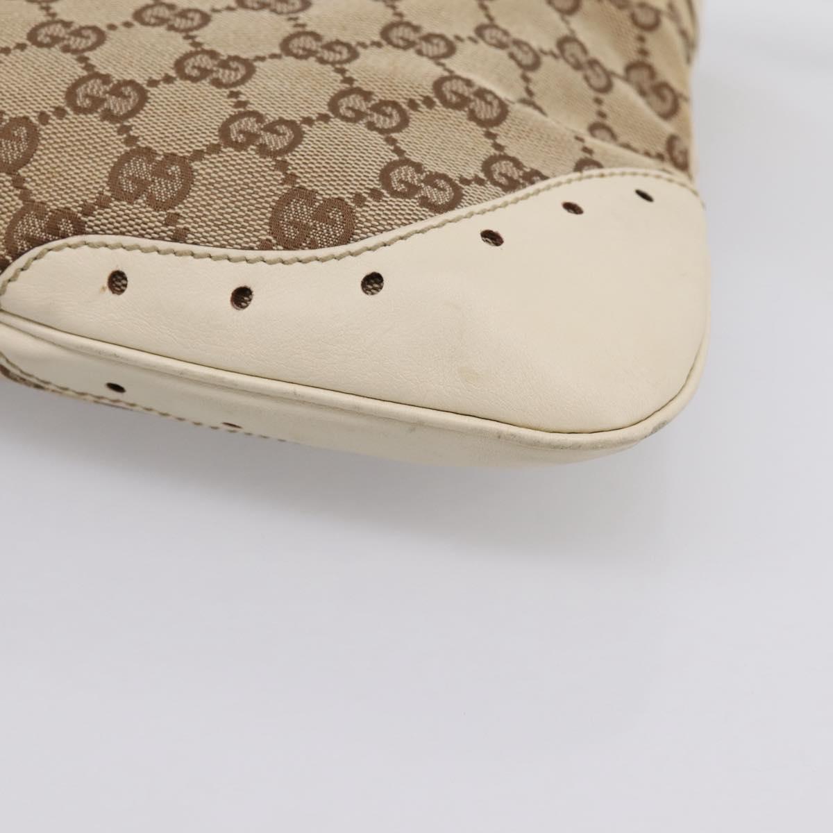 GUCCI GG Canvas Shoulder Bag Leather Beige Gold 145778 Auth 204438A
