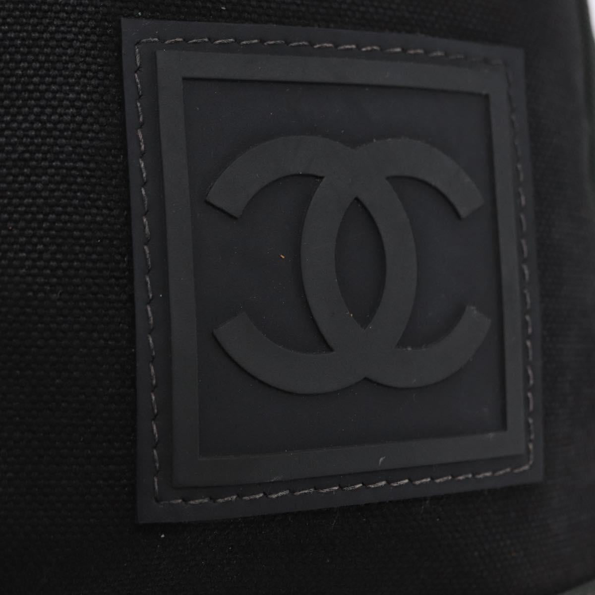 CHANEL Sports Line Shoulder Bag Canvas Khaki Silver CC Auth 204439