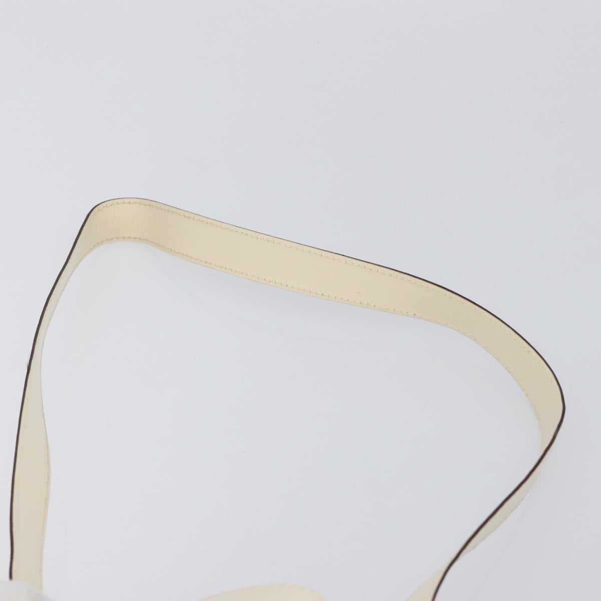 CELINE Circle Shoulder Bag Leather White Gold Auth 204441