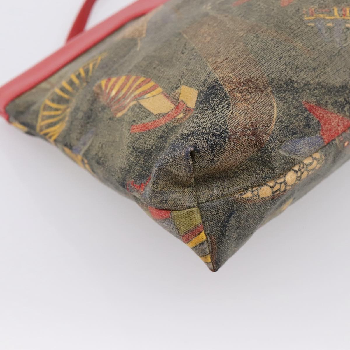 Salvatore Ferragamo Shoulder Bag Coated Canvas Multicolor Gold Auth 204442