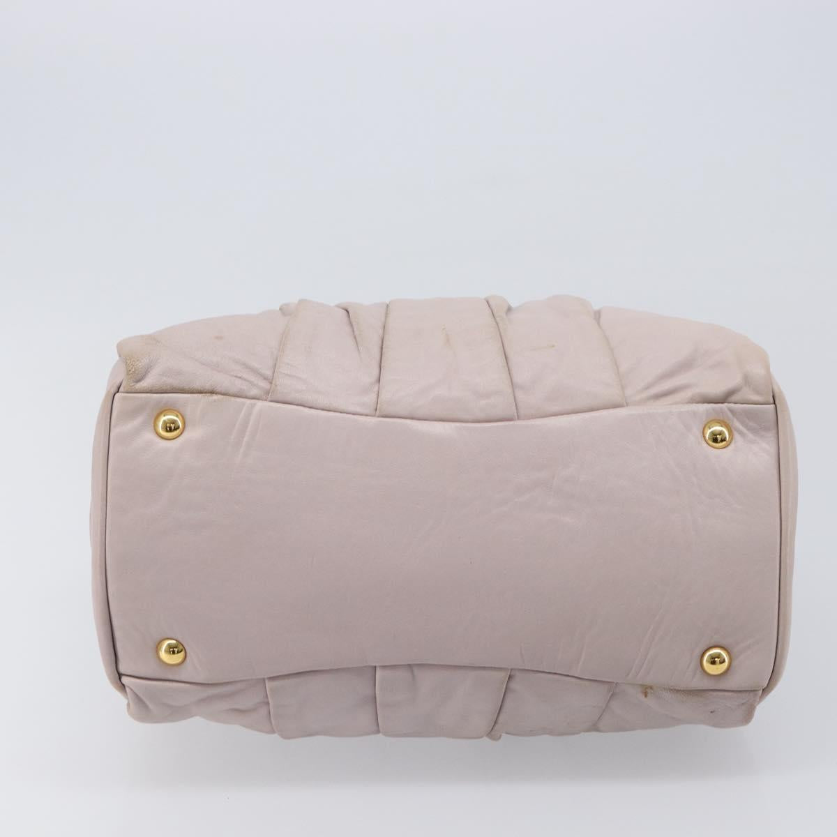 Miu Miu Hand Bag Leather Pink Gold Auth 204447