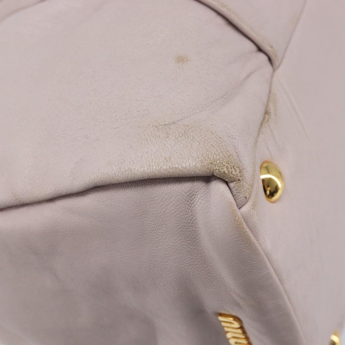 Miu Miu Hand Bag Leather Pink Gold Auth 204447