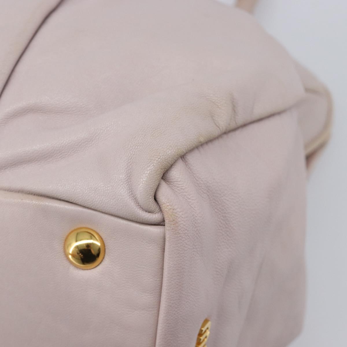 Miu Miu Hand Bag Leather Pink Gold Auth 204447