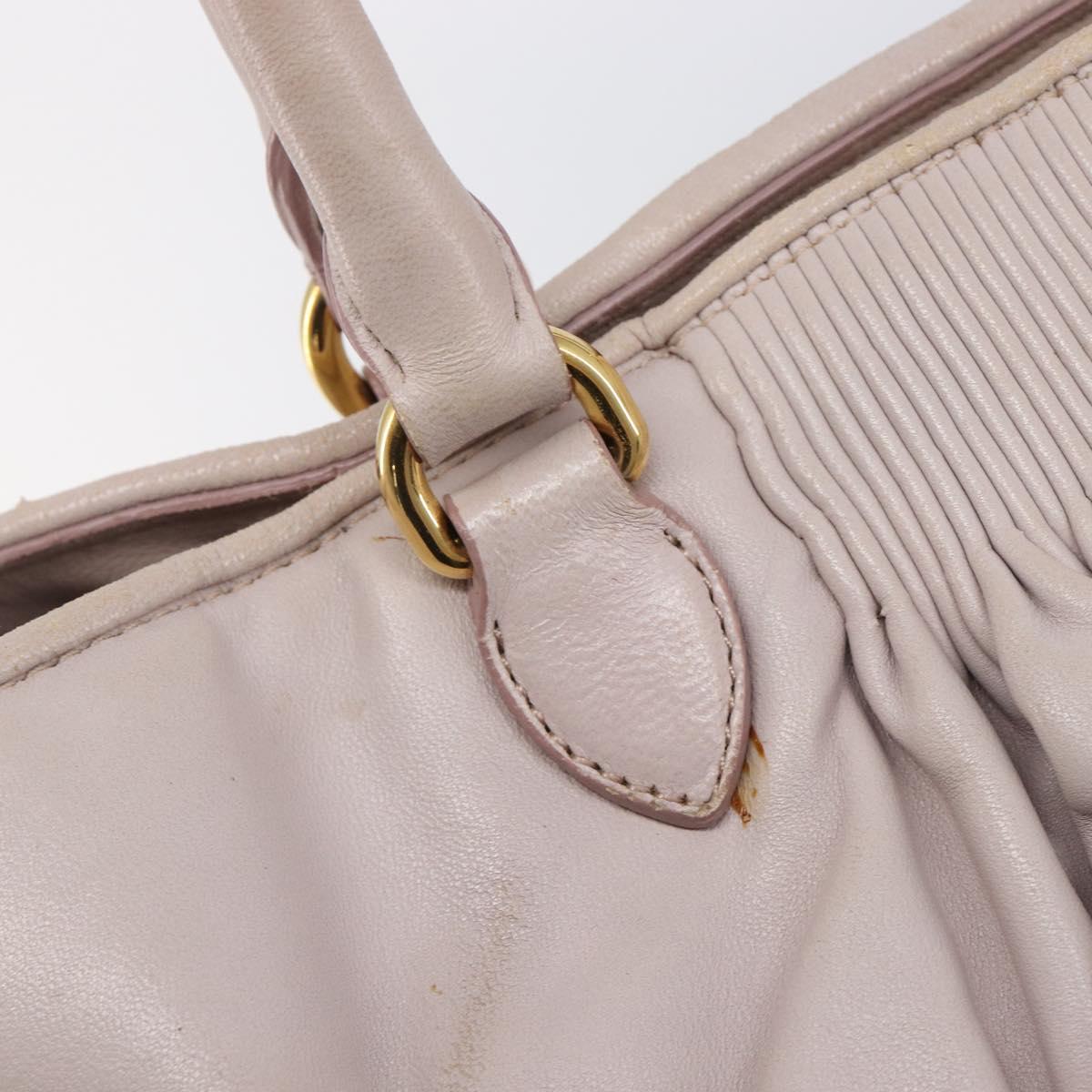 Miu Miu Hand Bag Leather Pink Gold Auth 204447
